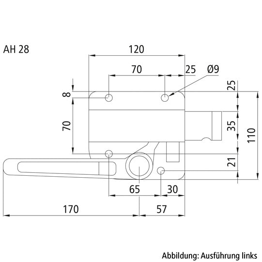 Flat bolt catch 680, R, galvanised stl.