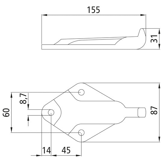 Ctrholder 6044, galvanised, f. lock 6043