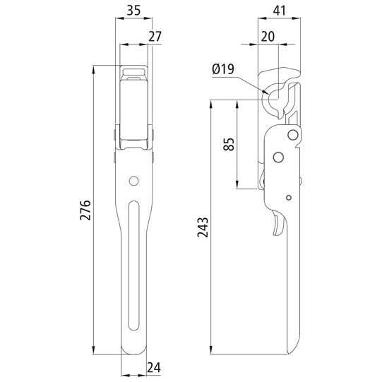 tipper fastener 664 N, galvanised, straight