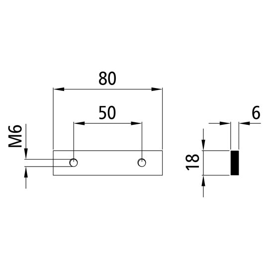 Gängad platta 6 mm, galvaniserad, hålavstånd 50 mm, M6