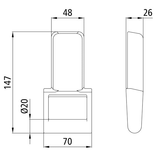 Dropside hinge H119 E, unfinished, f. aluminium/stl./wood drops