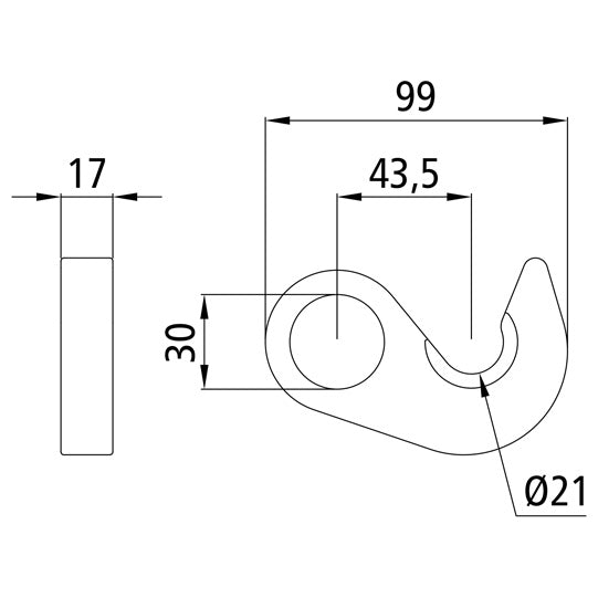 Låskrok H120 A/30, f. skaft Ø 30 mm, rått stål.