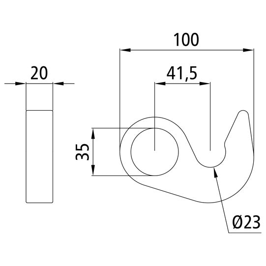Locking hook H 120 A/35, for shaft Ø 35 mm, raw steel