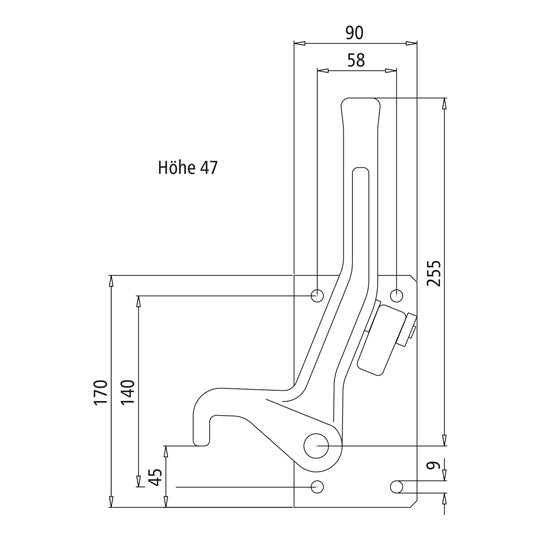Lock (tail lift) H 115 SD, left, galvanized
