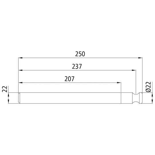 Pendulum bolt H10 G/H500 B, raw stl., straight, length 250 mm