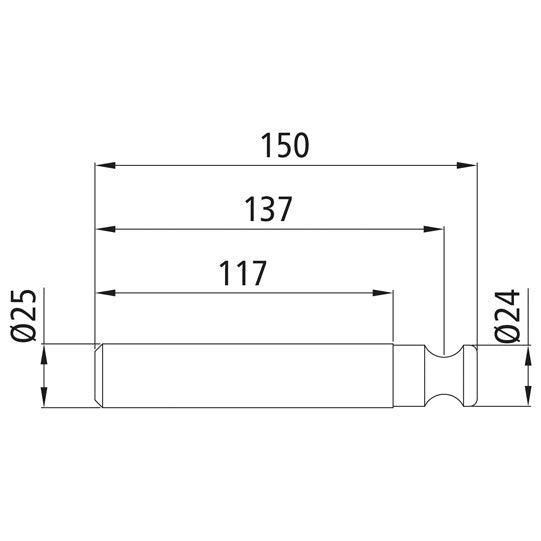 Pendulum bolt H10 G/H500 B, raw stl., straight, length 150 mm