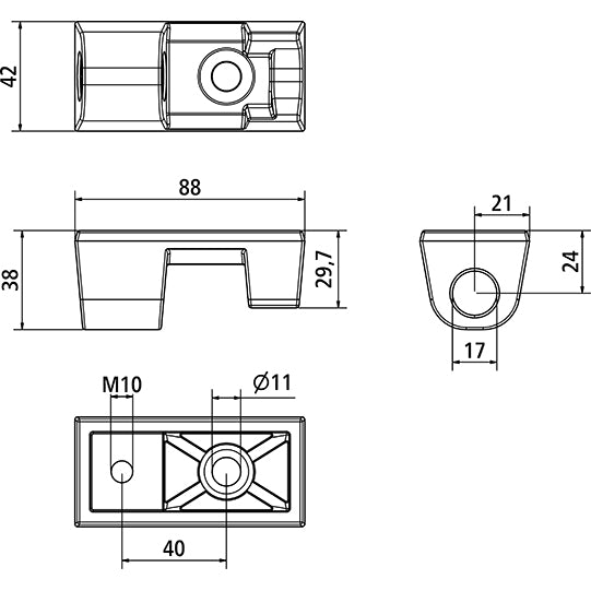 Hinge bearing, H871-K/24, screw-on, galvanised
