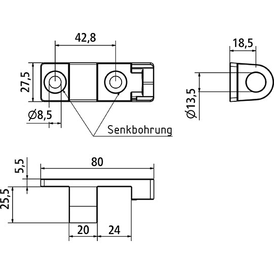 Hinge bearing, H871-KL, galvanised