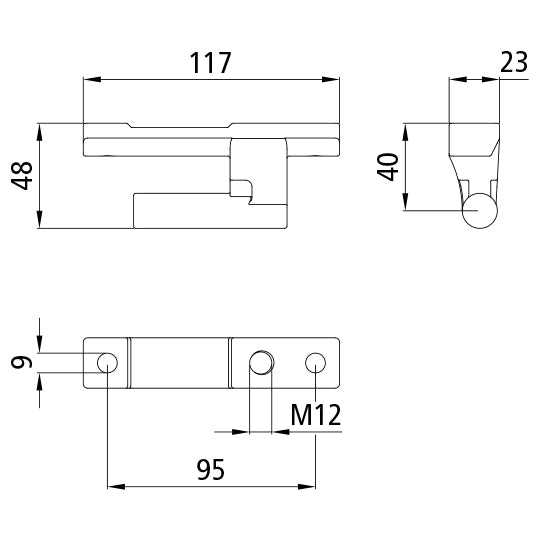 Hinge pin, TIR, tie rod hole M12, galvanised