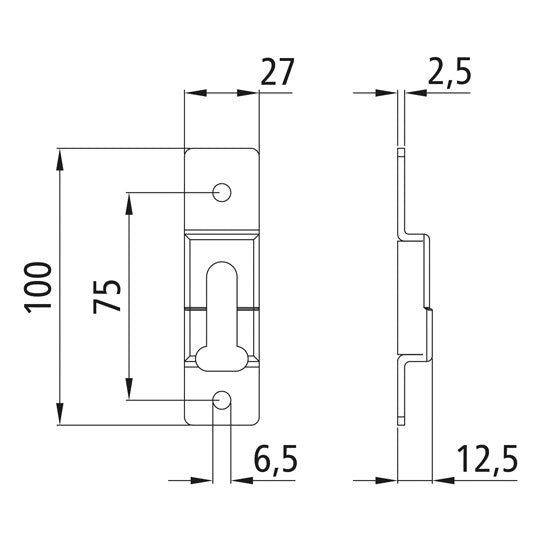 Ctrholder/lock. pocket H400, L=R, f. riveting on