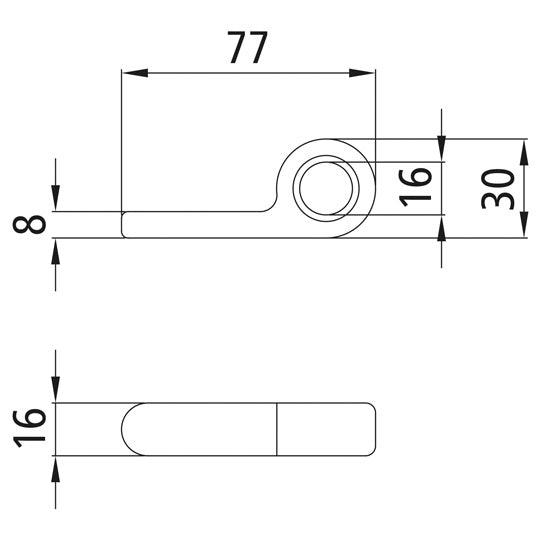 Kontrollhållare 3551, storlek 1, V = H, råmodell.