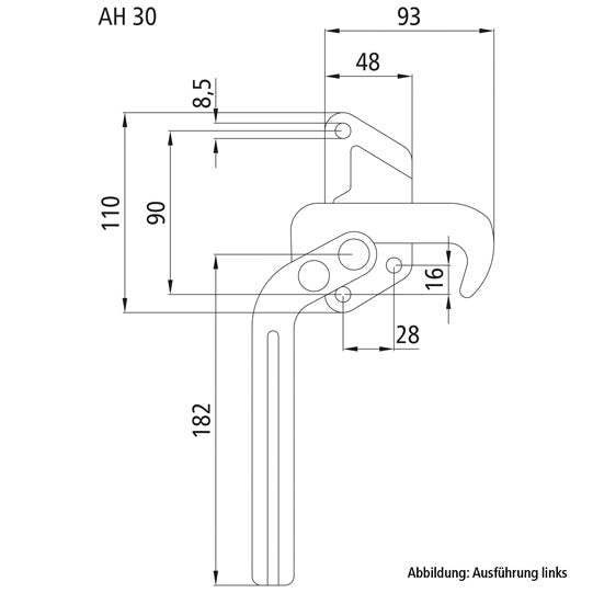 Lever clamp lock 3210, R, galvanised stl.