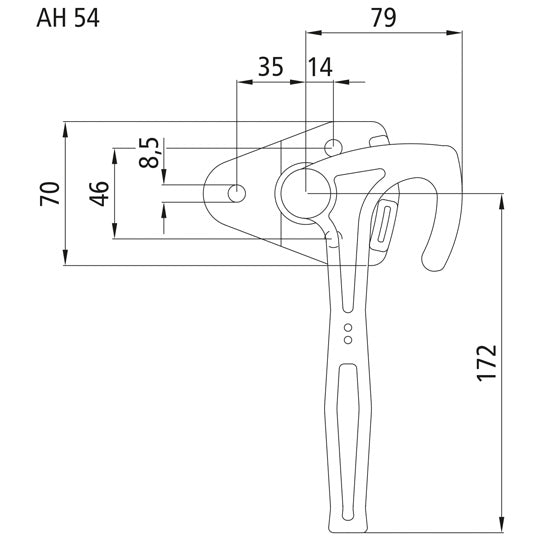 Angle lever lock 3991, size 1, L, galvanised stl.