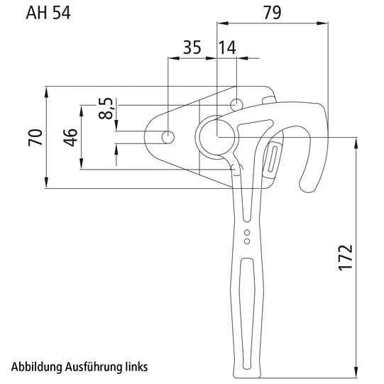Angle lever lock 3991, size 1, R, galvanised stl.