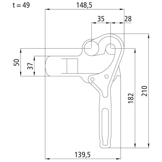 Tippfäste 3821, rått stål, L