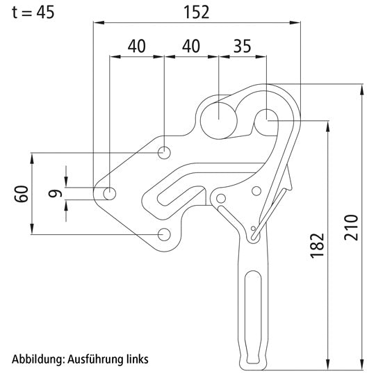 tipper fastener 3822, R, galvanised stl., w/ spring catch
