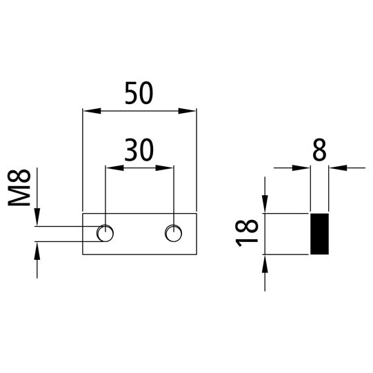 Gängad platta 4042, galvaniserat stål, hålavstånd 30 mm, längd