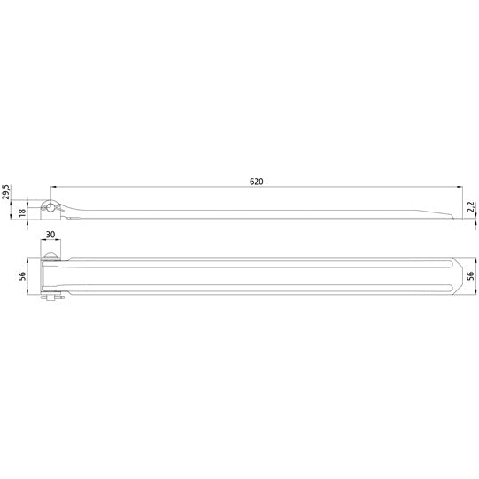 Adjustable side flap hinge 620 mm, completely galvanised