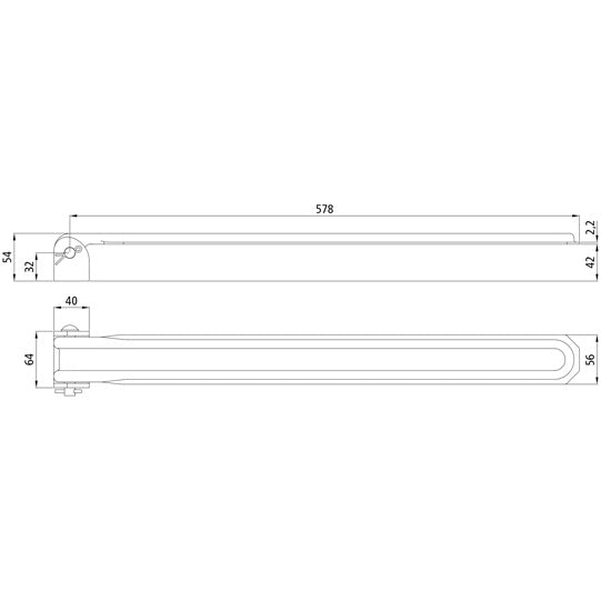 Side tilt hinge no. 114A, 578 mm, galvanized, complete