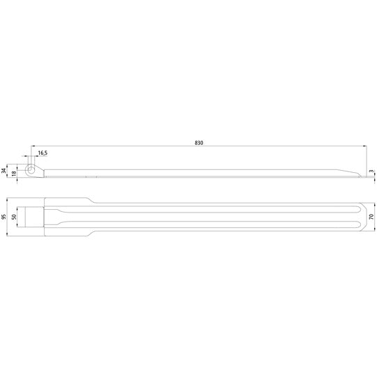 Flap hinge no. 170, 830 mm, galvanized, without accessories