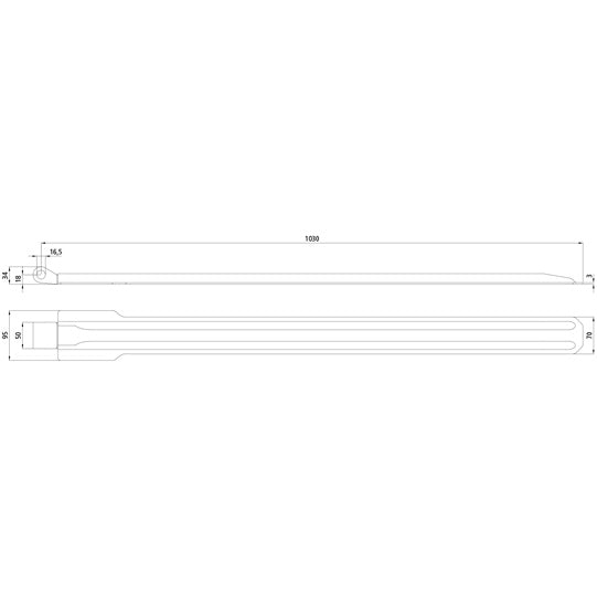 Flap hinge no. 170, 1030 mm, galvanized, without accessories