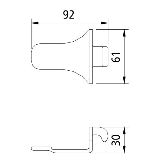 PWP screw-on hook, angled design, hot-dip galvanized