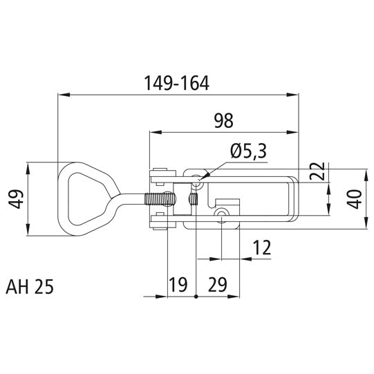 PWP cam lock 703 L, galvanised stl., w. lug f. lock