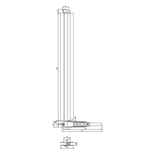 PWP espagnolette lock Boxer II, 1000 mm, anodized, screw-on.