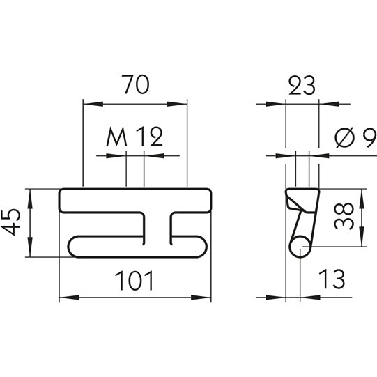 PWP hinge pin, galvanized for tie rod M12
