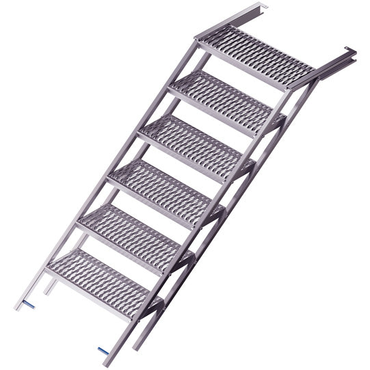 PWP Stairs, extendable, 6 steps, hot-dip galvanised stl., L 218