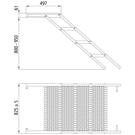 PWP pull-out staircase, 5 steps, hot-dip galvanised stl., L 190