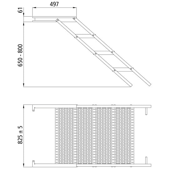 PWP pull-out staircase, 4 steps, hot-dip galvanised stl., L 161