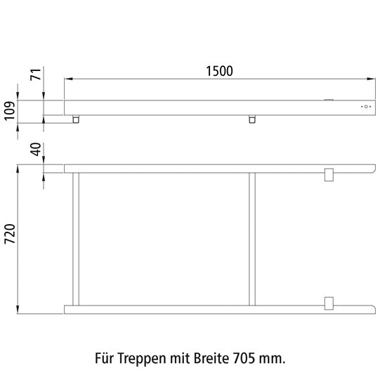 Hjälpram för PWP-säkerhetssteg (4/5 steg/bredd 705 mm)