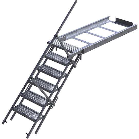 PWP pull-out staircase, 6 steps, steel fireproof, handrail R