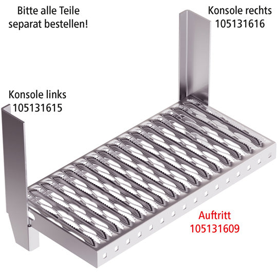 PWP folding step w/out brackets, hot-dip galvanized, 488 mm x 2