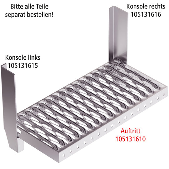 PWP folding step w/out brackets, hot-dip galvanized, 638 mm x 2