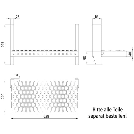 PWP folding step w/out brackets, hot-dip galvanized, 638 mm x 2