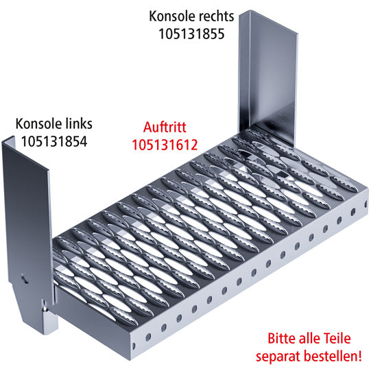 PWP folding steps w/out brackets, aluminum, 492 mm