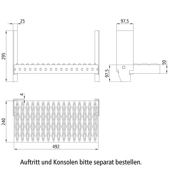 PWP fällbara steg utan fästen, aluminium, 492 mm