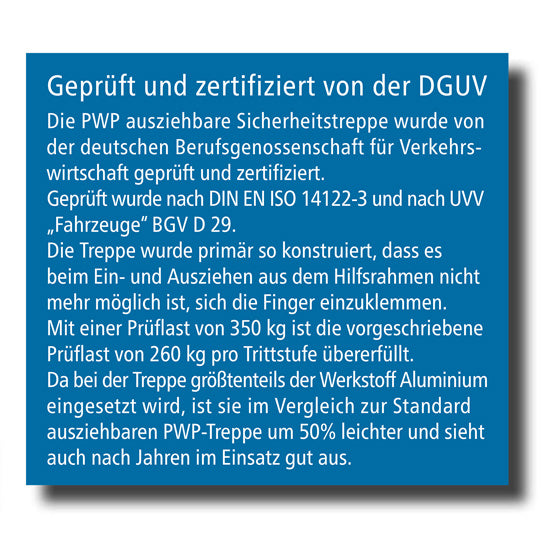 PWP Trappa utdragbar, 6 steg, aluminium, delvis anodiserad, L 2