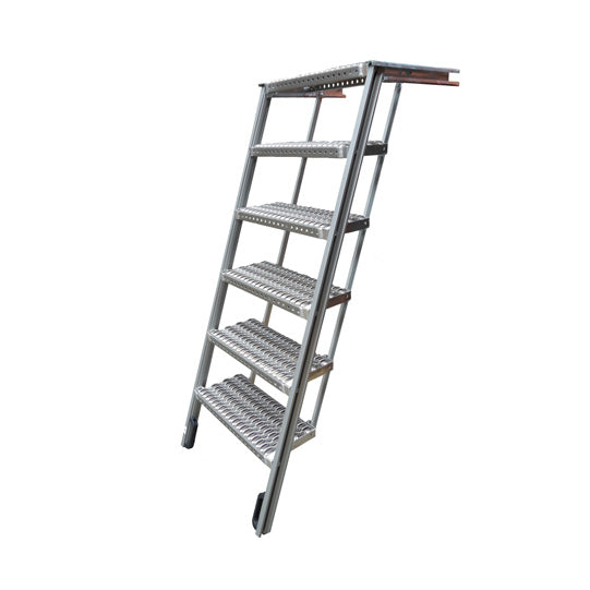 PWP Stairs extendable, 6 steps, aluminium, partly anodised, L 2
