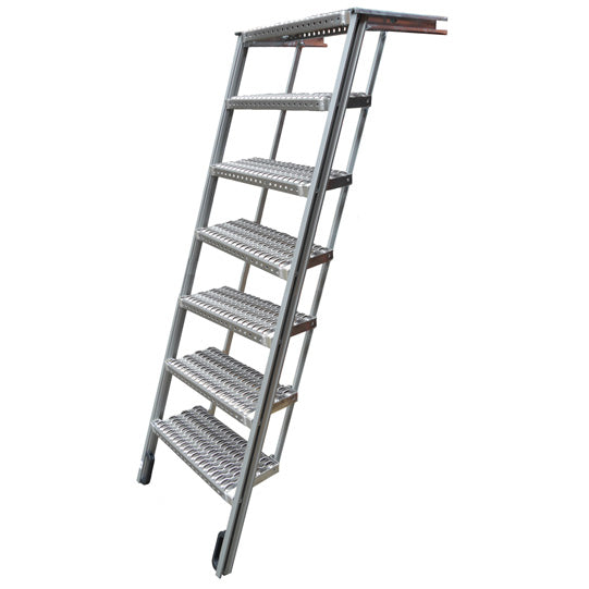 PWP Stairs extendable, 7 steps, aluminium, partly anodised, L 2