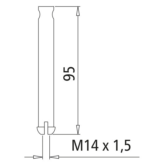 PWP tubular rim nut, M14 x 1.5, length 95 mm