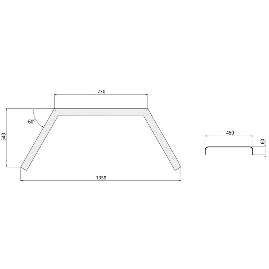 Mudguard RA 135.45, checker plate 3/5, 450 × 1350 × 540 mm