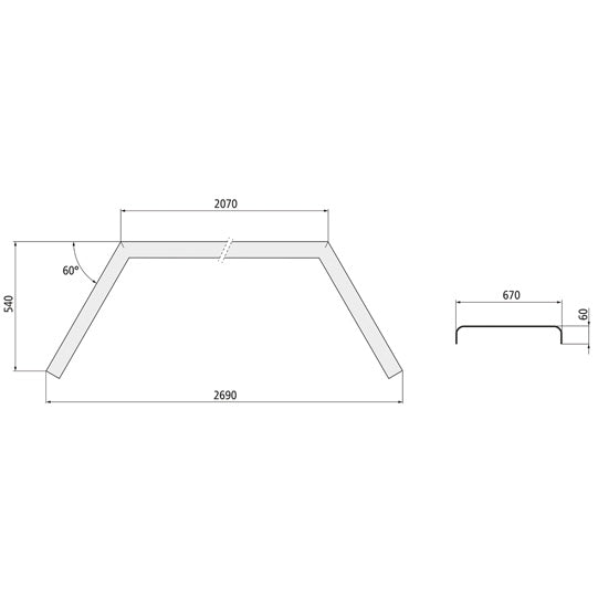 DA-lokasuoja RA 269.67, ruutulevy 3/5, 670 × 2690 × 540 mm