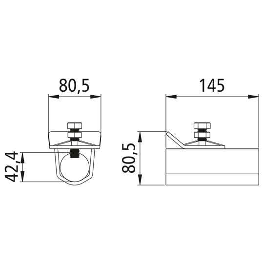 Monteringsfäste, svetsbar PWP, för stödrör Ø 42 mm, obehandlad