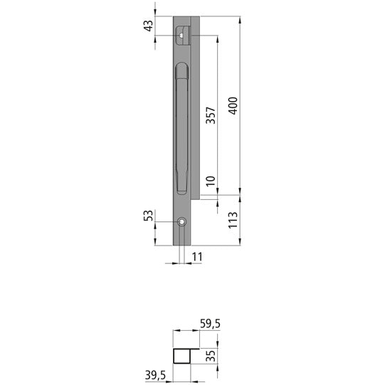 K20 Fr. corner stanchion, L, anodised aluminium, 400 mm, screw