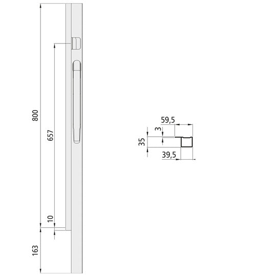 K20 Front pillar steel KTL, TIR, right, 800 mm BWH