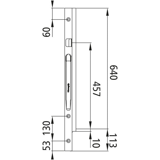 K20 aluminum special pillar, front left, 640 mm/1-port 457 mm