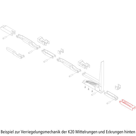 Pocket wedge f. centre and rear stanchion